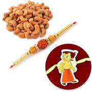 Roasted Cashew with Rudraksha and Kids Rakhi Set