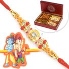 Four Kinds of Dryfruits Box with Diamond and Kids Rakhi Set