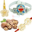 Doraemon Kids and Pair Rakhi with Walnut Dryfruit Hamper