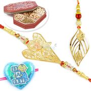 Kids Rakhi with Leaf Pair Rakhi and 6 type Dryfruit Box