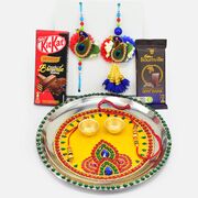 Awesome Thali Chocolates and Pair of Bhaiya bhabhi Rakhis Hamper