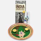 Green Base Gota Studded Sacred Puja Thali with Rakhis and Amul Twilight Tryst