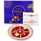 Two Brother One Kid and One Lumba Rakhi with Silk Celebration and Puja Thali