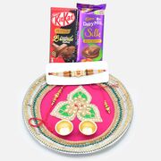 Silk and Kitkat Chocolates with Designer Puja Thali and Amazing Rakhis