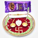 Dairy Milk Silk Bubbly with Rakhis and Swastika Divine Rakhi Puja Thali