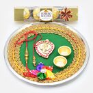 Ferrero Rocher 4 Pc Chocolate with Designer Rakhis and Puja Thali