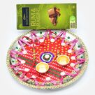 Rum Raisins Chocolate with Beaded Bhaiya Bhabhi Rakhis and Rakhi Pooja Thali