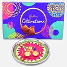 Cadbury Celebration Pack of Chocolates with Peacock Designer Amazing Puja Thali and Rakhis