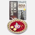 2 Amul Chocolates Pack with Maroon Puja Thali and Designer Couple Rakhis
