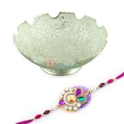 Designer Bowl with Zardosi Pearl work Designer Rakhi Hamper
