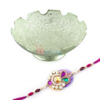 Designer Bowl with Zardosi Pearl work Designer Rakhi Hamper