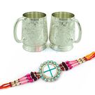 Jaipur Special Designer Glass with Brass Coffee Mug Hamper