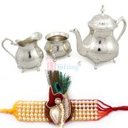 Royal Lemon Juice or Tea Serving Set 3 Piece with beautifully crafted pearl Rakhi