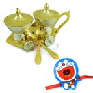 Royal Supari Daan Brass Gift Hamper with Doraemon Kids Rakhi