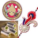 Royal Graced Pearl Based Rakhi Thali with Kaju Roll and Rakhi for Brother