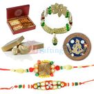 Royal Gift for Rakhi for Brothers Family with Sweets Thali Dry Fruits and Rakhis