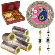 Best Rakhi Gift Combo with Sweets Thali Dry Fruit Box and Rakhis