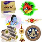 Chocolate Sweets and Rakhi Pooja Thali Gift with Rakhis