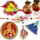 Bhaiya Bhabhi Rakhi and Kids Rakhi with Gift of Pooja Thali Sweets and Chocolate