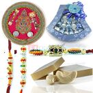 Great Gift of Rakhi with Thali Sweets Chocolate and Beads Rakhis