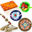 Best Gift Hamper with Rakhi Pooja Thali Chocolate Sweets and Rakhis 