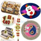 Marvellous Gift on Rakhi with Pooja Thali Rakhi Sweets Chocolate and Rakhis
