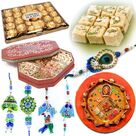 Ganesha Pooja Thali Gift with Chocolate Sweets Big Dry Fruit Box and Amazing Rakhis