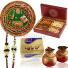 Royal Gift for Royal Brother on Rakhi with Pooja Thali Chocolate Sweets Dry Fruits and Rakhis