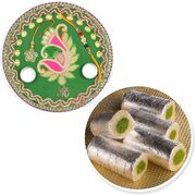Awesome Designer Gotta Work Rakhi Thali and Kaju Roll Hamper
