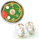 Sparkling Rakhi Pooja Thali and Kaju Laddu Sweet Hamper