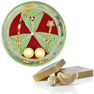Tri Triangle Colorful Dori Designer Rakhi Thali with Kaju Katli