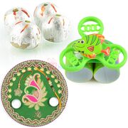 Handmade Desiger Rakhi Pooja Thali with Kids Rakhi Band n Kaju Laddu