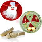 Colorful Dori Floral Designer Rakhi Thali with Kaju Katli n Kids Rakhi Hamper