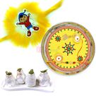 Yellow Painted Designer Rakhi Thali with Kaju Kalash and Kids Rakhi Hamper