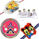 Kaju Kalash and Designer Rakhi Thali Combo with Kids Rakhi Set