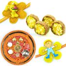 Moli Chunri Rakhi Pooja Thali with Anjeer King Sweets n Kids Rakhi Hamper