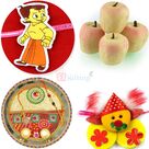 Kaju Apple Sweet with Chunri Gotta work Pooja Thali Hamper