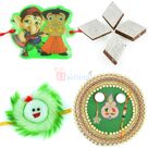 Kaju Chocolate Katli with Pearl Rakhi Thali Hamper with Kids Rakhis