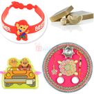 Rakhi Pooja Thali with Kaju Katli with Kids Rakhi Hamper
