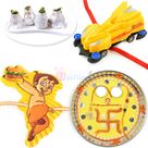 Rakhi Pooja Thali Kaju Kalash Hamper with 2 Trendy Kids Rakhis
