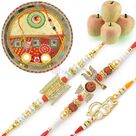 Gotta Chunri Rakhi Thali Kaju Sweet n 3 AD Work Rakhi Hamper