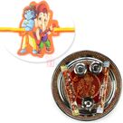 Golden Ganesha Rakhi Pooja Thali with Beautiful Kids Rakhi