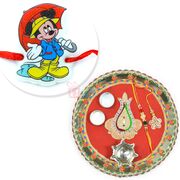 Exclusive Gotta Work Designer Rakhi Thali with Micky Kids Rakhi Hamper