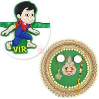 VIR Kids Rakhi with Pearl Special Designer Rakhi Pooja Thali Hamper