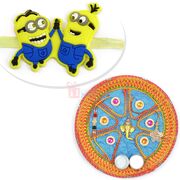 Mauli Designer Ganesha Rakhi Thali with Minions Kids Rakhi Hamper