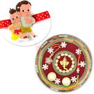 Ganesha Mauli Steel Rakhi Thali with Bal Hanuman Kids Rakhi Hamper
