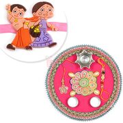 Chhota Bheem Chhutki Kids Rakhi and Pink Theme Rakhi Thali Hamper
