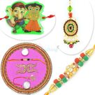 Designer Rakhi Pooja Thali Bhaiya Bhabhi Kids Rakhi Hamper