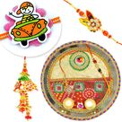 Traditional Pair and Kids Rakhi with Chunari Rakhi Pooja Thali