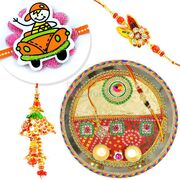Traditional Pair and Kids Rakhi with Chunari Rakhi Pooja Thali